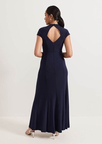 Phase Eight Petite Daisy Ruched Dress Navy Australia | CB8019573